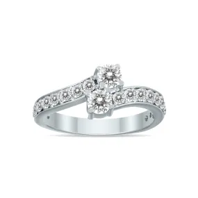 1 Carat Forever Us Diamond Two Stone Engagement Ring 10K White Gold