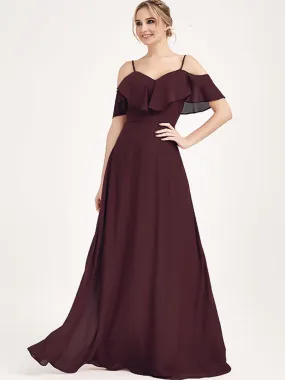 1 Of 3 Ways Convertible Bridesmaid Dress Cabernet Chiffon A-Line Gown