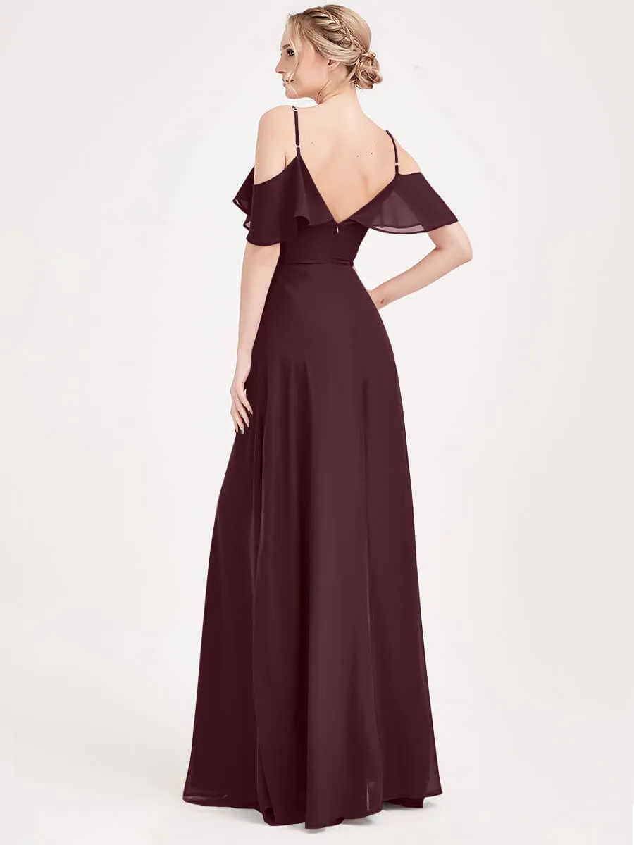 1 Of 3 Ways Convertible Bridesmaid Dress Cabernet Chiffon A-Line Gown