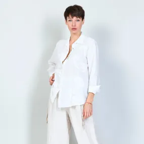 100% Cotton white long shirt with leaf decoration wholesale