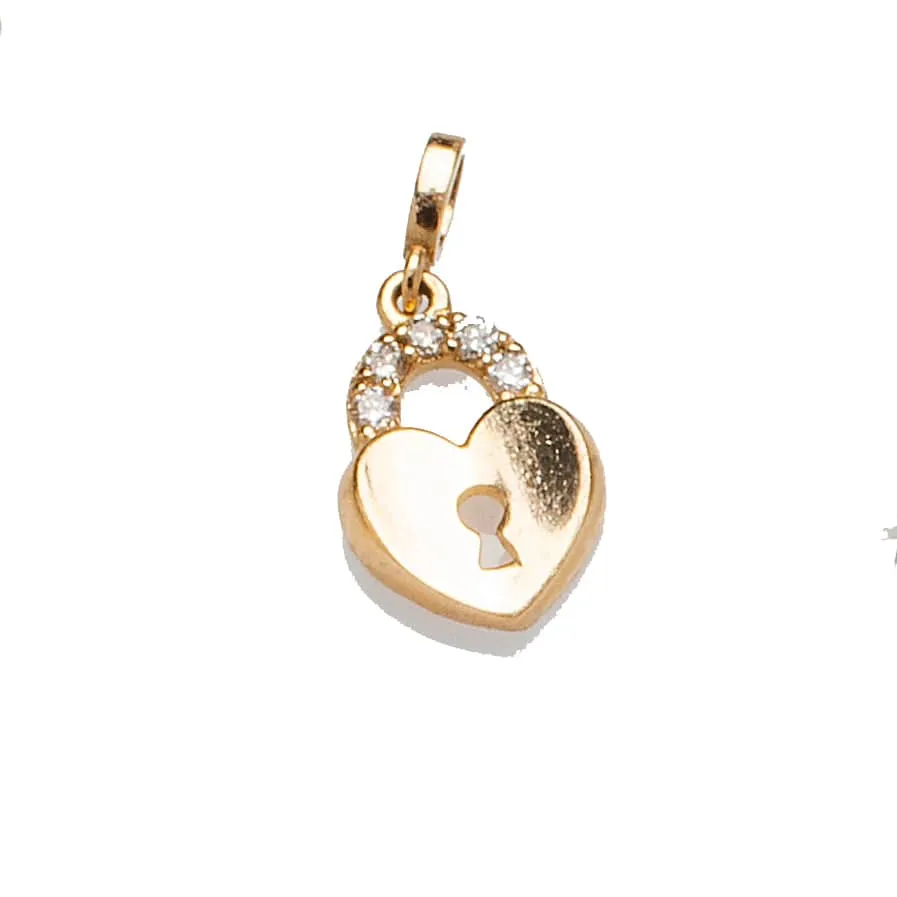 14K Gold Lock with Micro-Pave Diamonds