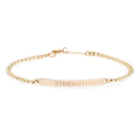 14k Small Curb Chain Personalized ID Bracelet with Diamond