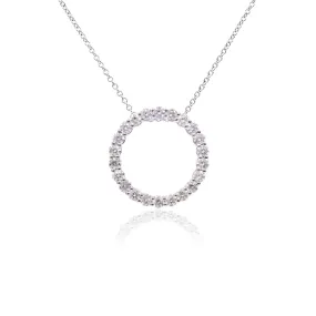 14K WHITE GOLD DIAMOND OPEN CIRLCE NECKLACE - 0.97CTW