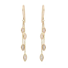 18K Yellow Gold Layered Chain Diamond Earrings