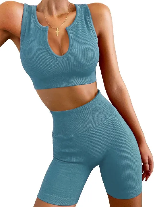 2 piece Ribbed U-Neck Sleeveless Set