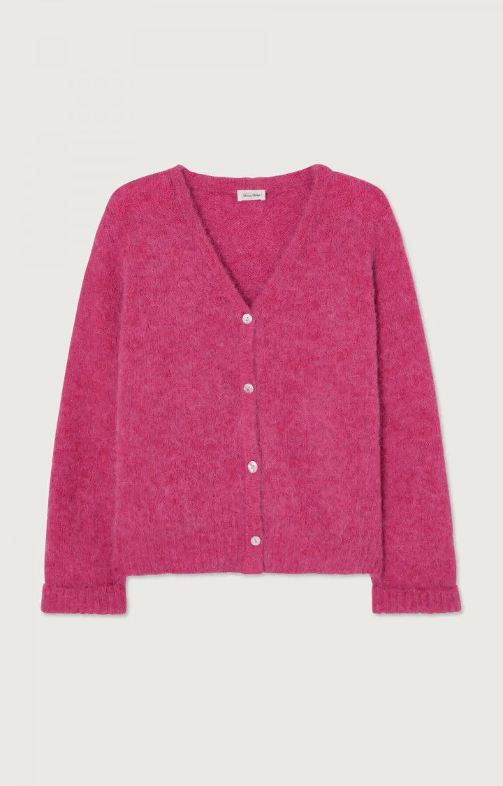 American Vintage Cropped East Cardigan in Magenta Melange