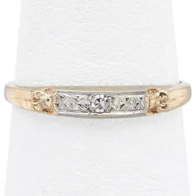 Antique 14K Yellow Gold Diamond Wedding Band Ring Size 6