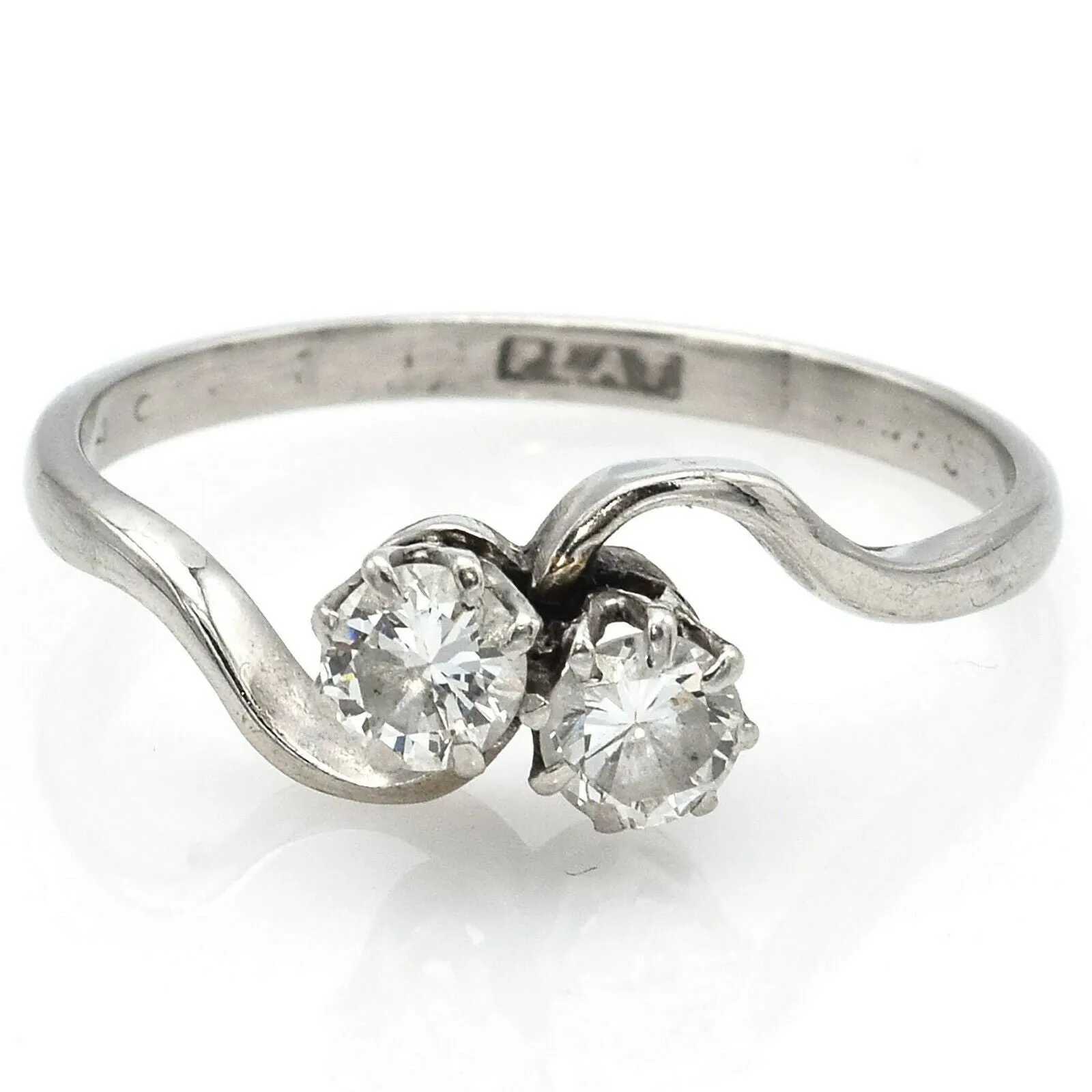 Antique Platinum Two-Stone Diamond Band Ring