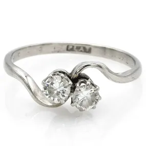 Antique Platinum Two-Stone Diamond Band Ring