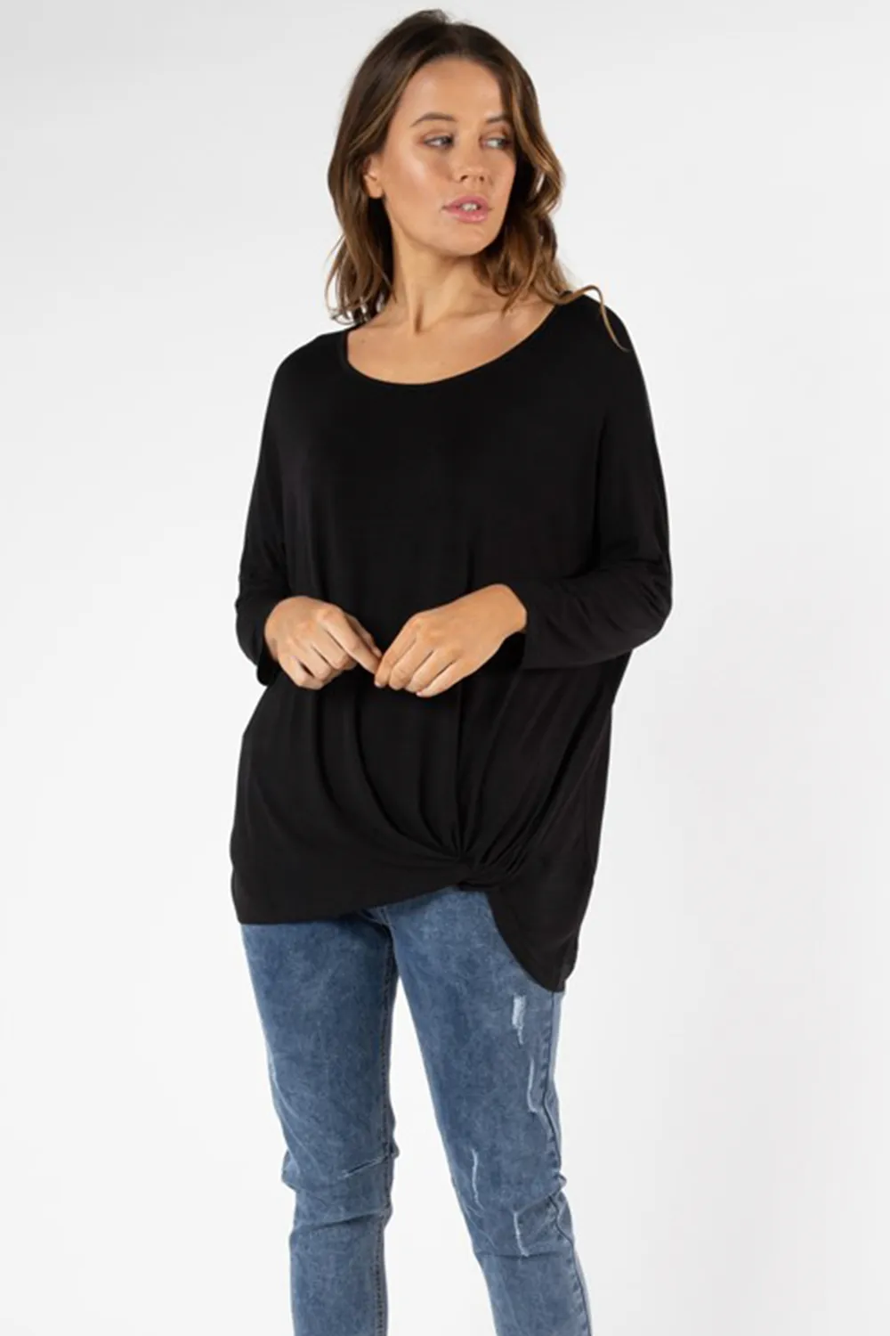 Atlanta 3/4 Sleeve Top by Betty Basic- Black