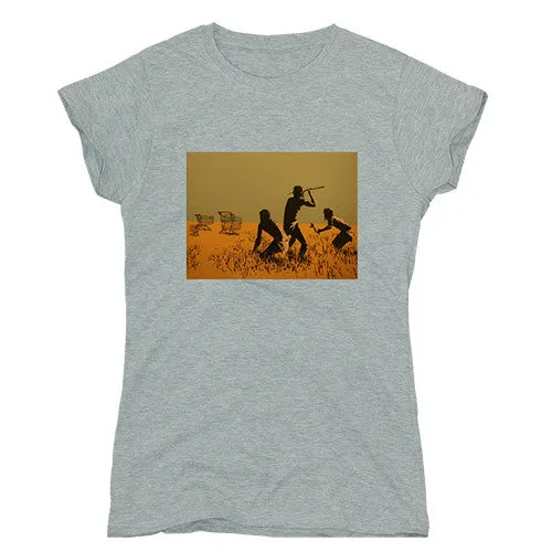 Banksy Women's T-shirt - Trolley Hunters, Grey