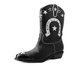 Black & White Horseshoe Star Western Boot