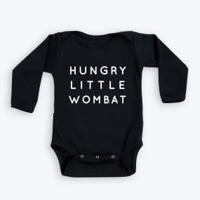 Black Organic Cotton Long Sleeve Bodysuit - Hungry Little Wombat