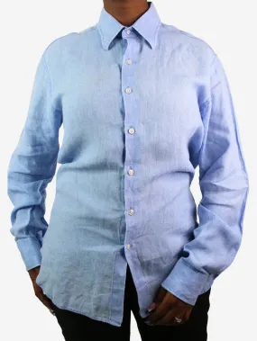 Blue button-up linen shirt - size M