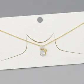 Cat CZ Pave Pendant Gold Dipped Necklace