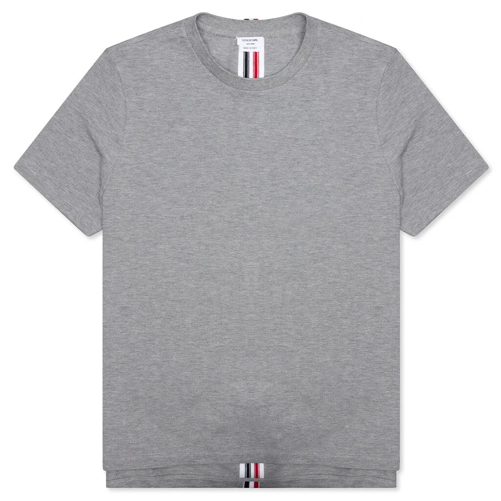 Center Back Stripe Pique Tee - Light Grey