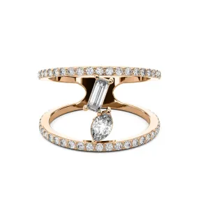 Chorost & Co. Private Collection 14K Rose Gold 0.75ct Multi Stone Diamond Duo Ring