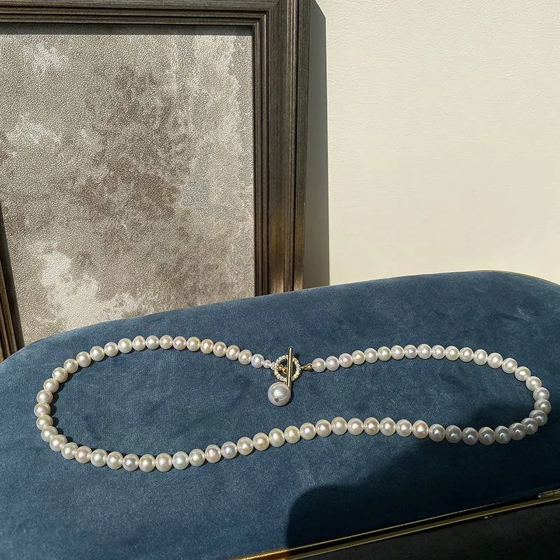 Crystallized Toggle Clasp Freshwater Pearl Strand