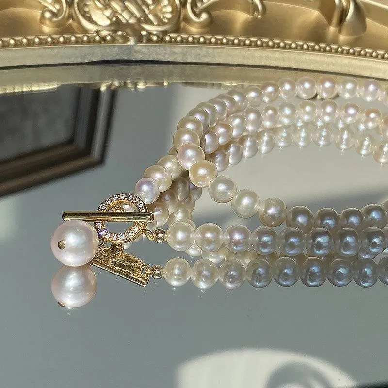 Crystallized Toggle Clasp Freshwater Pearl Strand