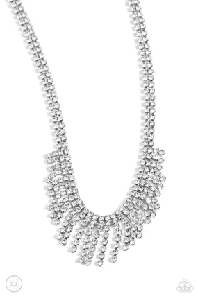 Daring Decadence White Rhinestone Necklace - Paparazzi Accessories