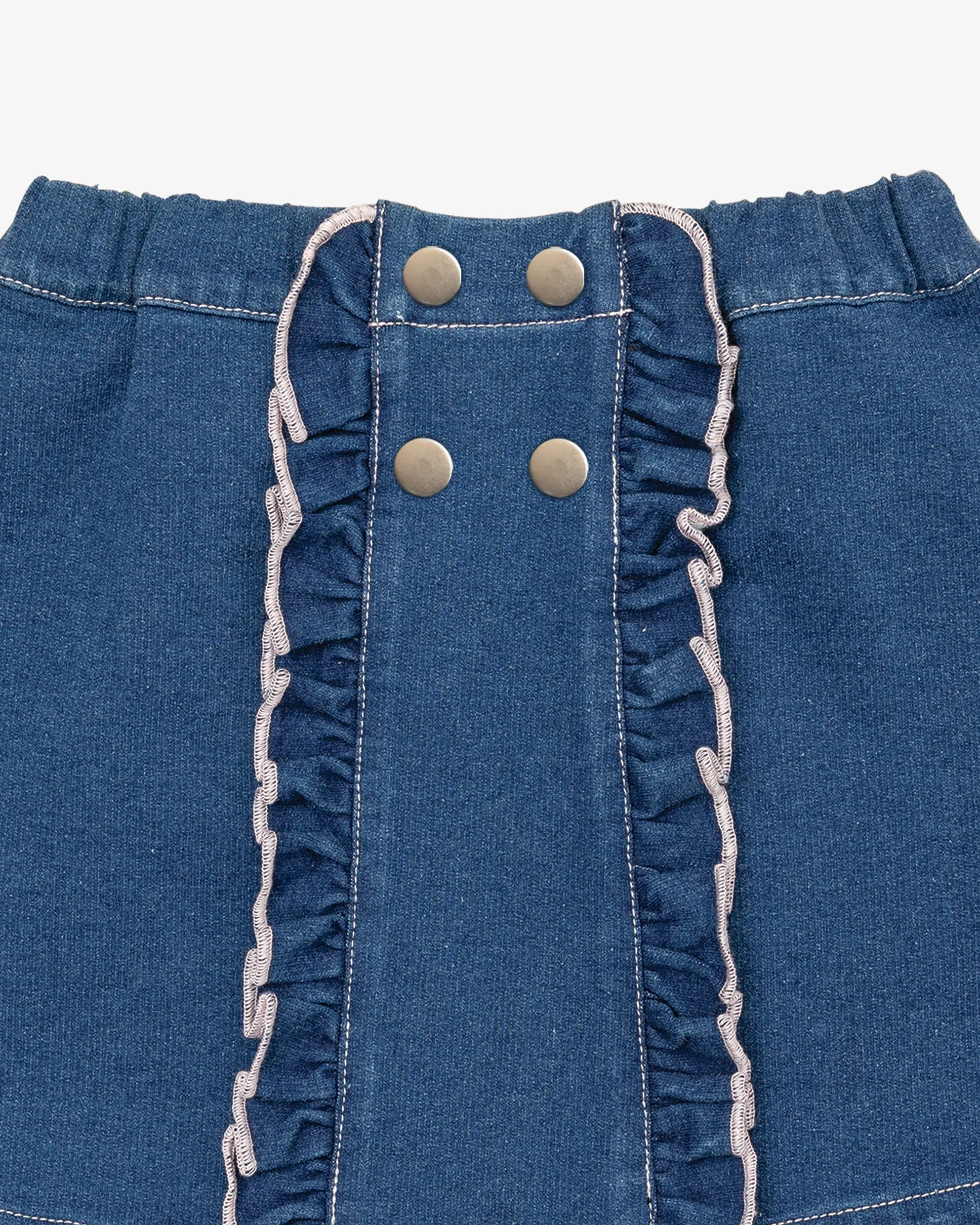 Denim Ruffle Short Skirt