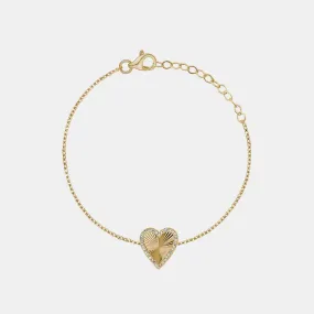 Diamond Fluted Heart Bracelet