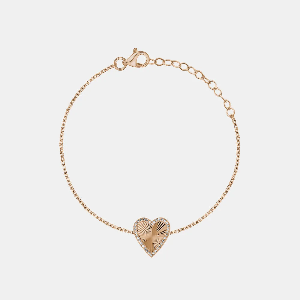 Diamond Fluted Heart Bracelet