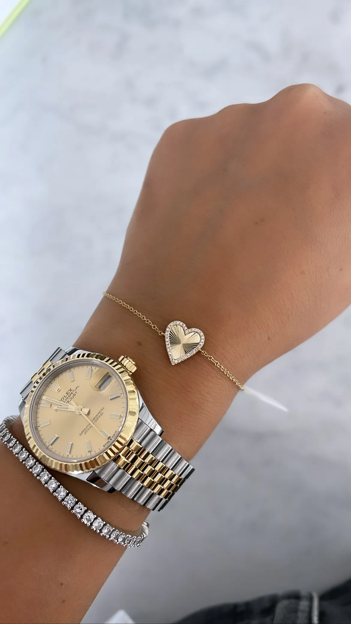 Diamond Fluted Heart Bracelet