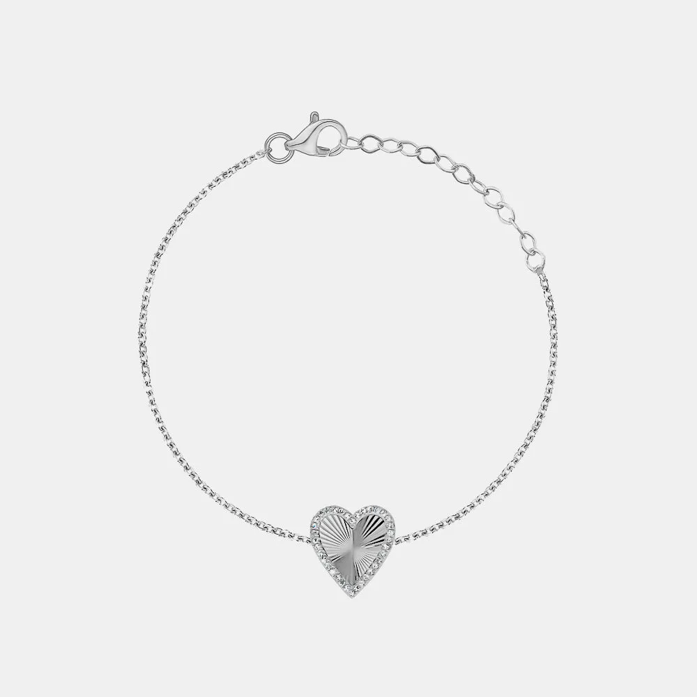 Diamond Fluted Heart Bracelet