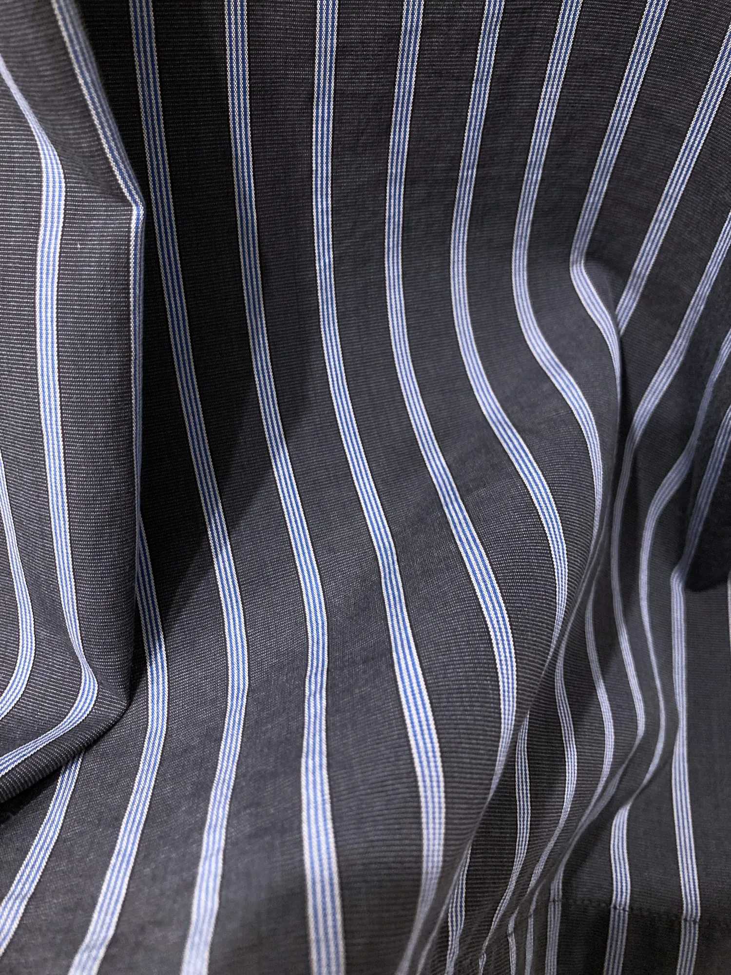 Dirk Bikkembergs spring 1999 dark grey striped open neck short sleeve shirt - M