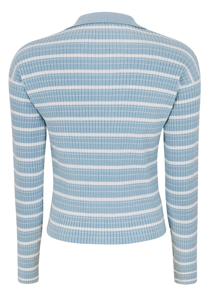 Esmé Studios Aura Polo Bluse ES123-206 Blue Fog Stripes