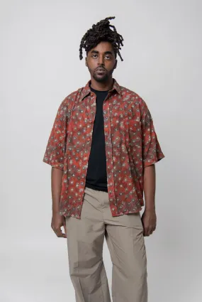 Faded Daisy Print Shirt Dark Red/Grey SHIR000667