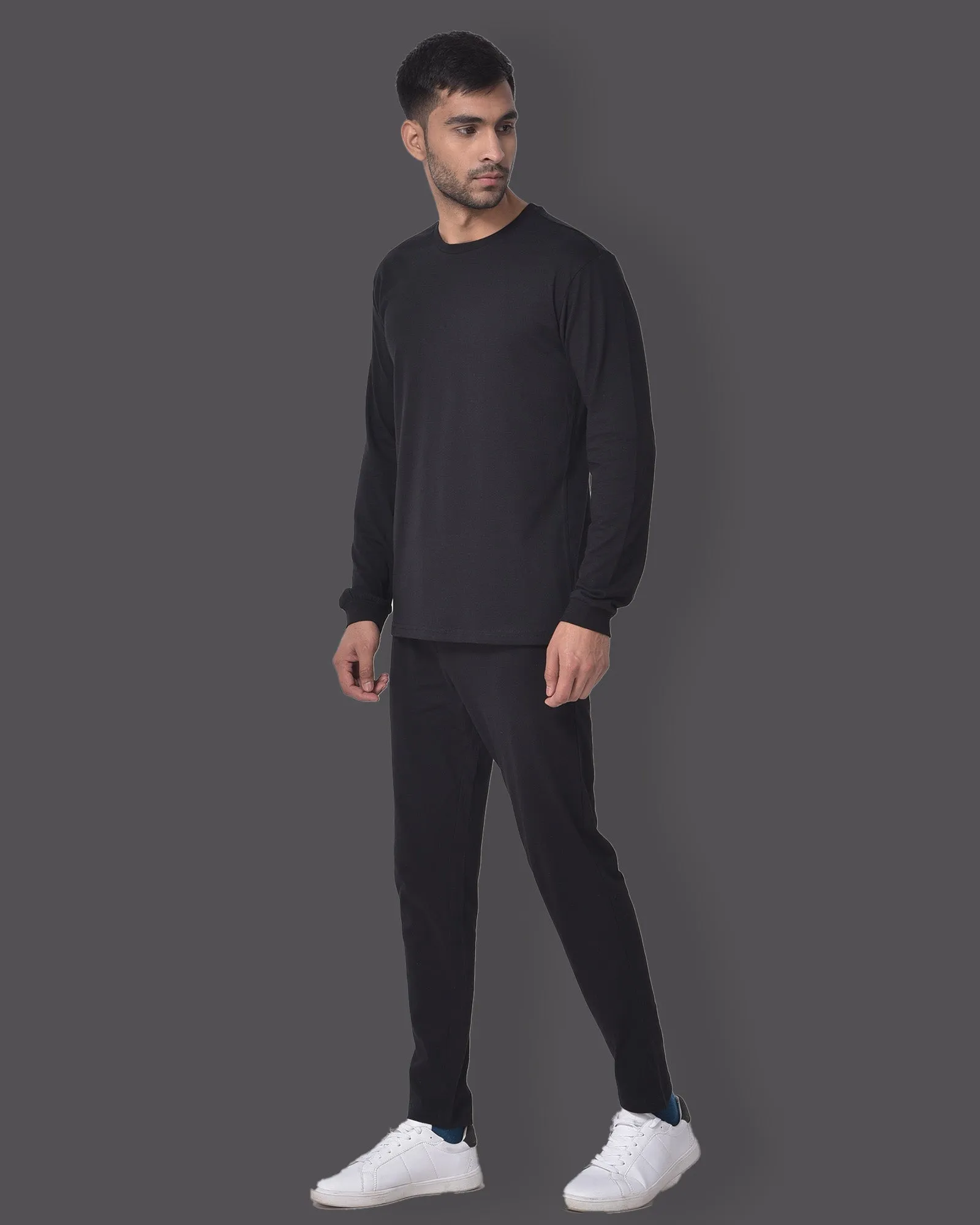 Full Sleeves Crew Neck: Forever Black