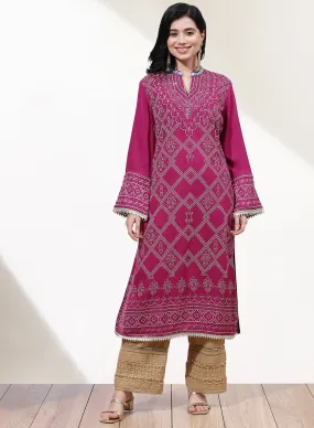 Fuschia Dhaage Collection Screen Print Kurta