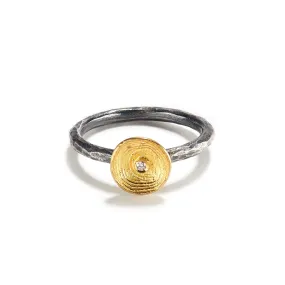 Gold and Silver Ring with Small Diamond