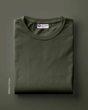 Half Sleeves Crew Neck: Military Green