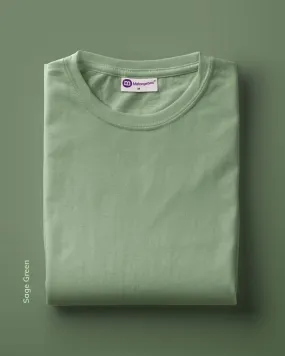 Half Sleeves Crew Neck: Sage Green