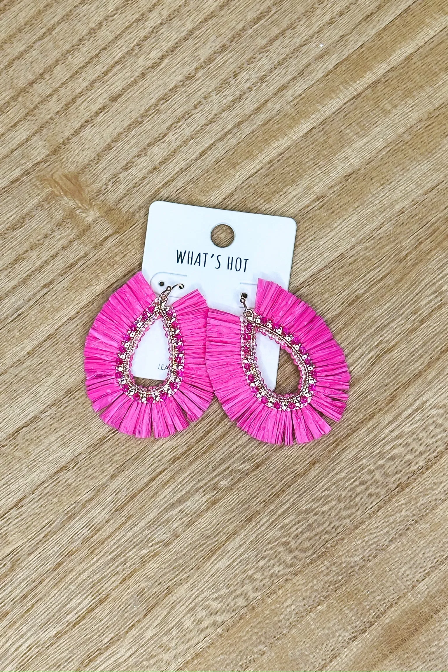 Hot Pink Raffia Earring