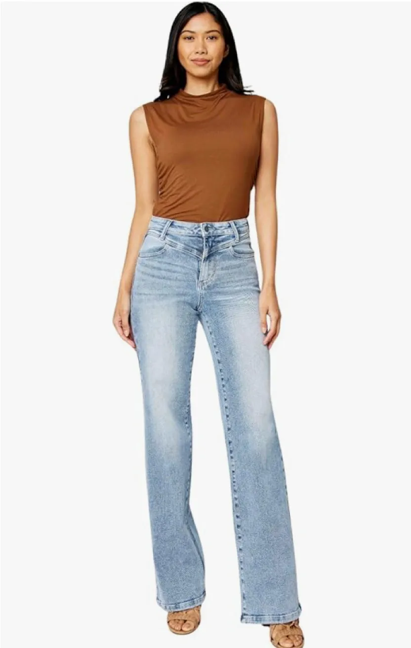 Judy Blue, High Waist Front Yoke Retro Wide Leg Jeans