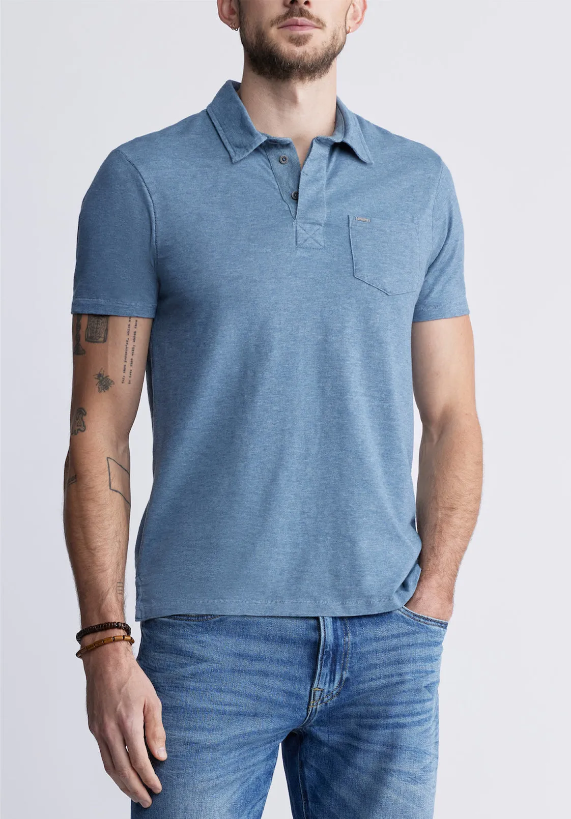 Kasper Men's Short Sleeve Polo in Mirage Blue - BM24233