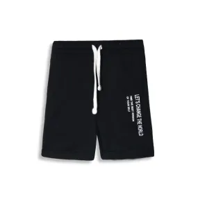 Kids Soft Cotton Graphic Black Short