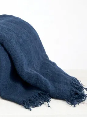 Linen Throw Indigo Large