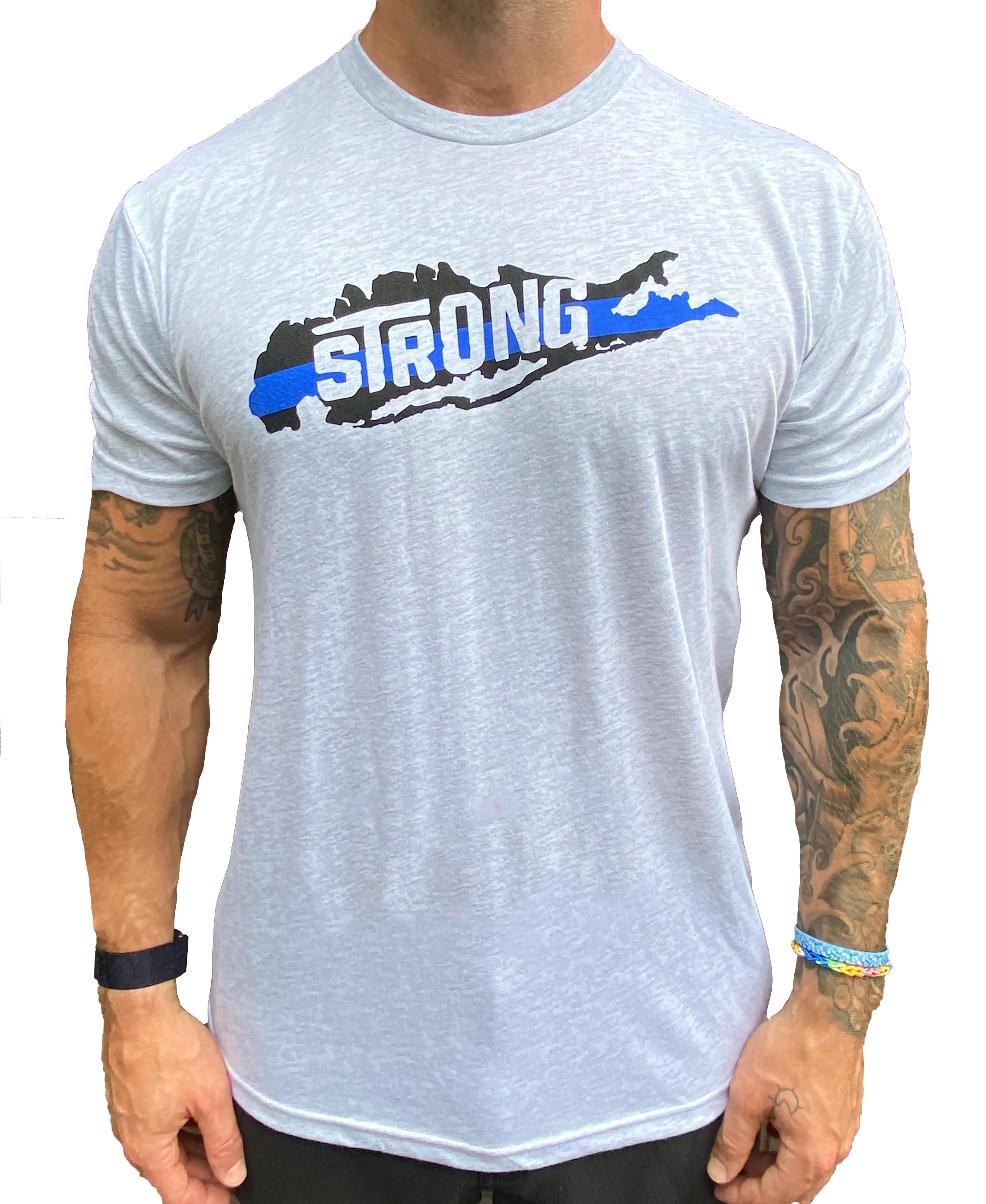 Long Island Strong (Thin Blue Line) Heather Gray T Shirt