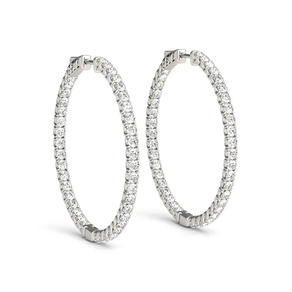 LUNAR 4 Carat Diamond Hoop Earrings 2 Inch in 18K Rose Gold 10 pt F Color VS1 Clarity 50mm Eternity Inside out Hinged Back BY MIKE NEKTA