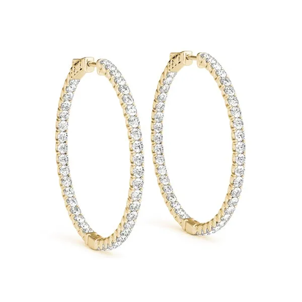 LUNAR 4 Carat Diamond Hoop Earrings 2 Inch in 18K Rose Gold 10 pt F Color VS1 Clarity 50mm Eternity Inside out Hinged Back BY MIKE NEKTA