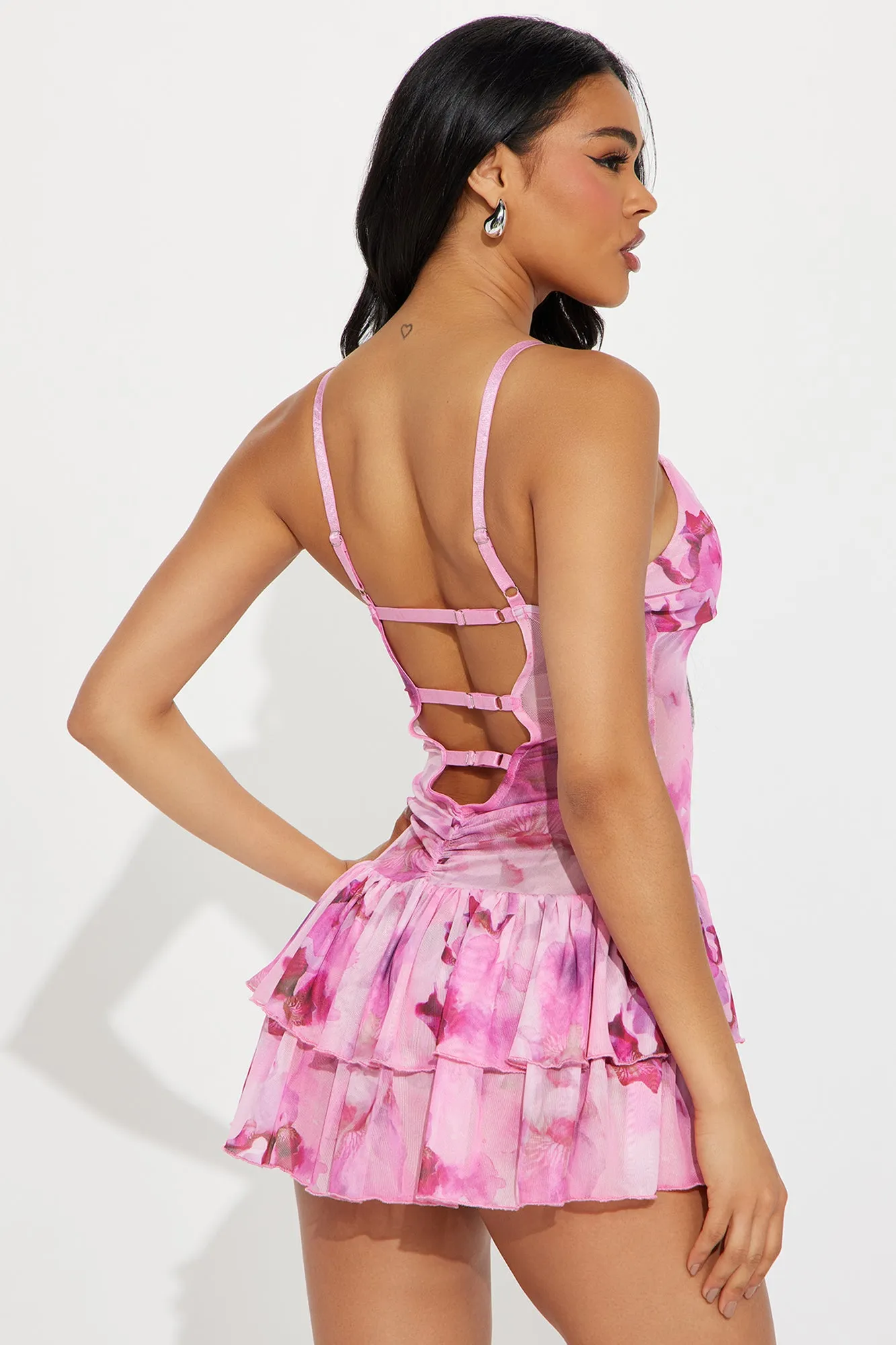 Maxine Mesh Micro Mini Dress - Pink