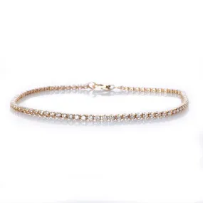 Mini 14K Gold and Diamond Tennis Bracelet Invisible Setting