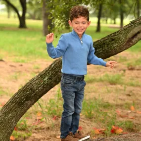 Mini Scott 3/4 Zip Sweater - French Blue