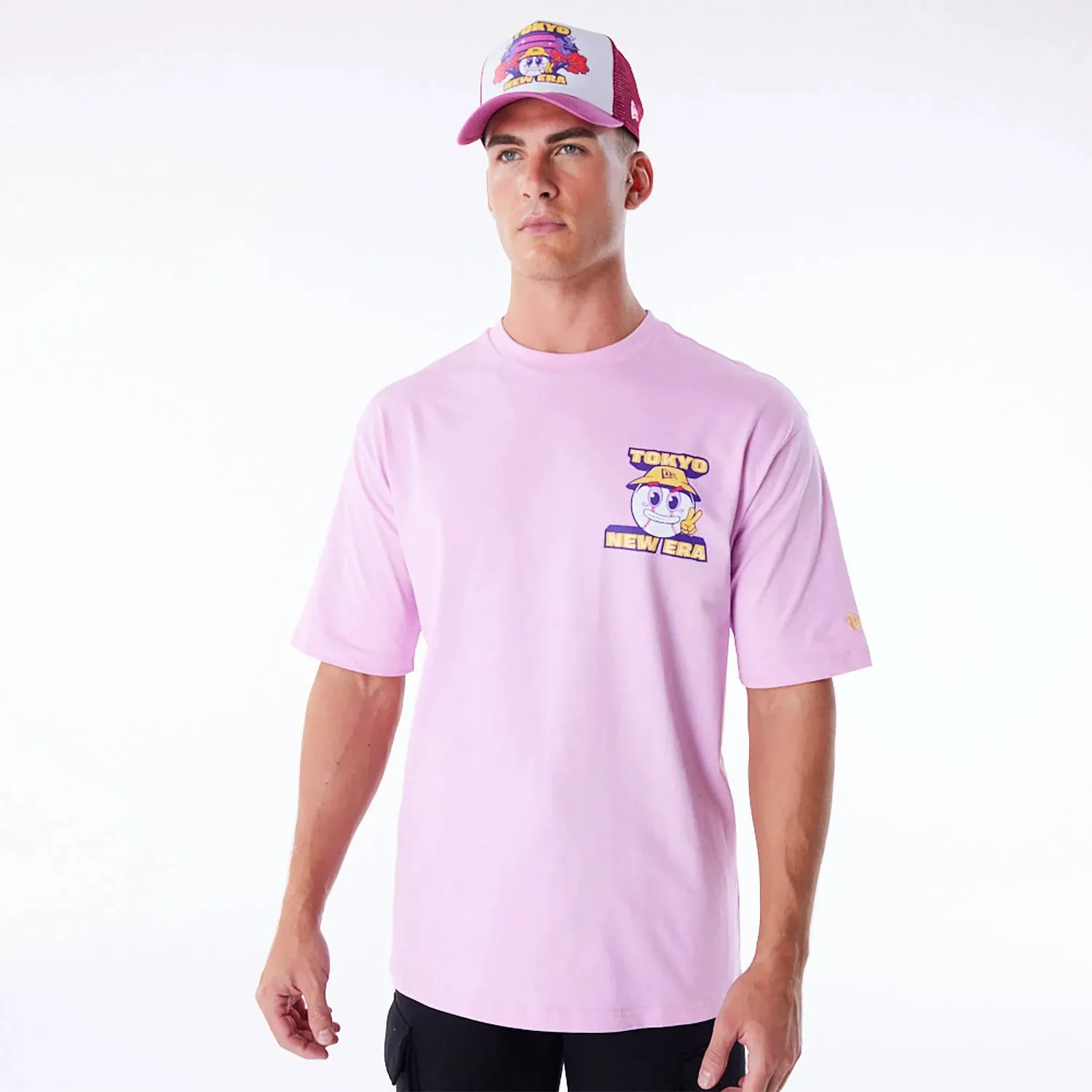 NEW ERA New Era Location Graphic Tokyo Pastel Pink Oversized T-Shirt