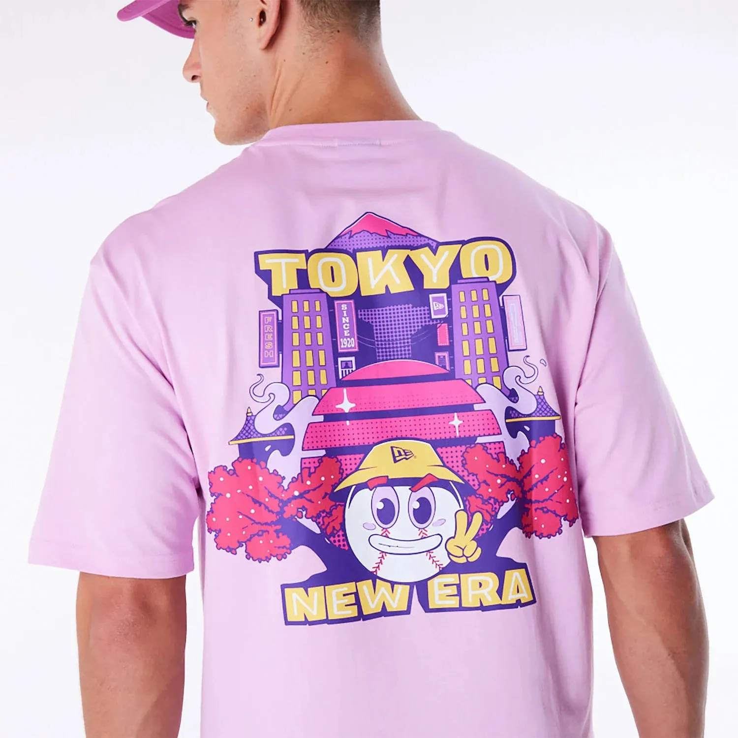 NEW ERA New Era Location Graphic Tokyo Pastel Pink Oversized T-Shirt